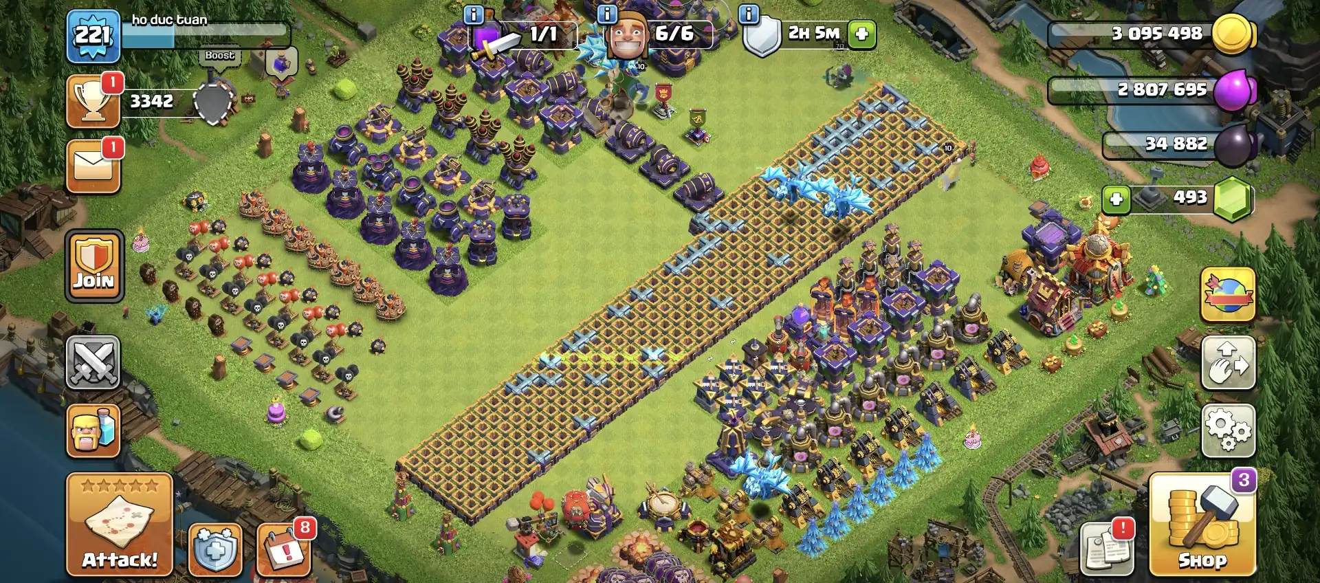 AMAZING OFFER ✔️ TH 16 SUPER QUALITY ACCOUNT 🔥 XP-221 ✔️ HIGH DEF+WALL 🔥 HERO 67-70-50-50-30 👌 EVERY SIDE SUPER ✔️ BEST OFFER