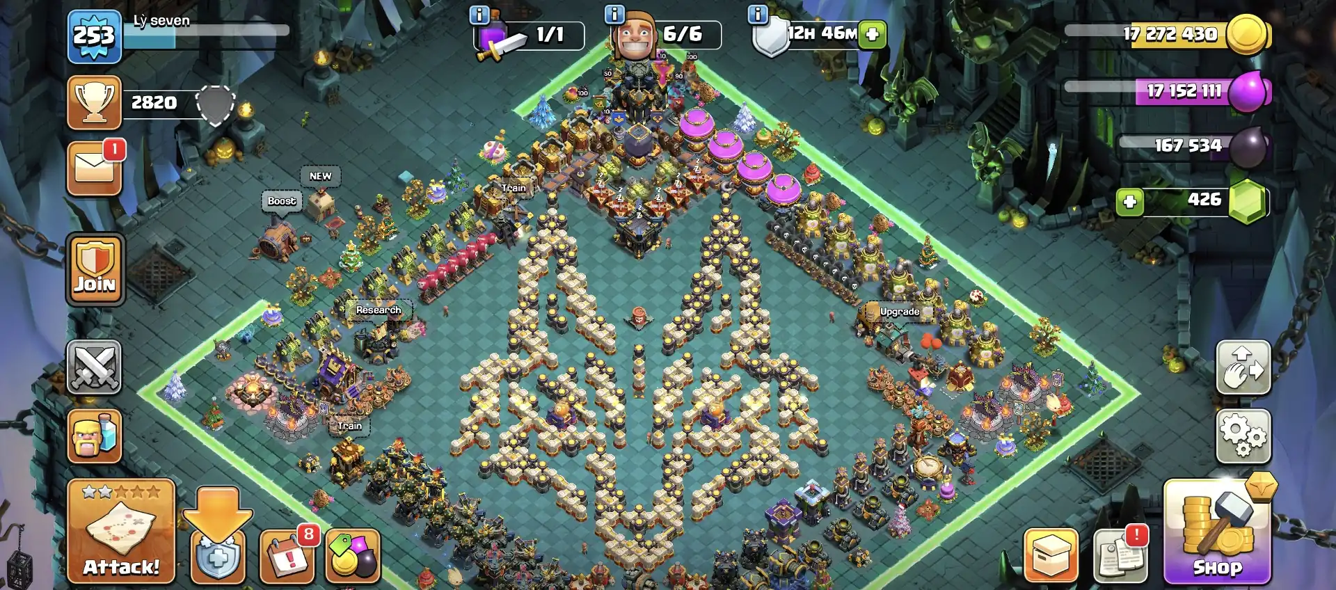 5 HEROS MAX 🚀 HERO 100-100-90-75-50 🔥 TH 17 SUPER ACCOUNT ✔️ GOOD EPIC EQUIPMENT 🔥 3800 WS ⚡ HIGH DEF+WALL 🔥 EVERY SIDE NICE QUALITY 🚀 BEST DEAL