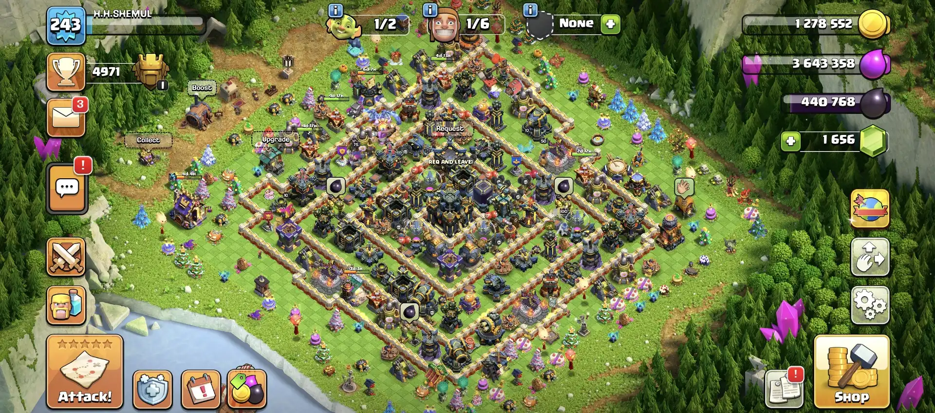 PREMIUM OFFER 🚀 TH 17 MAX ACCOUNT ✔️ SUPER EPIC EQUIPMENT 🛎️ HERO 100-100-71-75-50 🔥 DEFENCE FULL MAX ⚡ LAB+PET ALSO SUPER 🔥 EVERY 🛎️ HUGE COLLECTION ✔️ EVERY SIDE GORGEOUS 🔥 BEST OFFER
