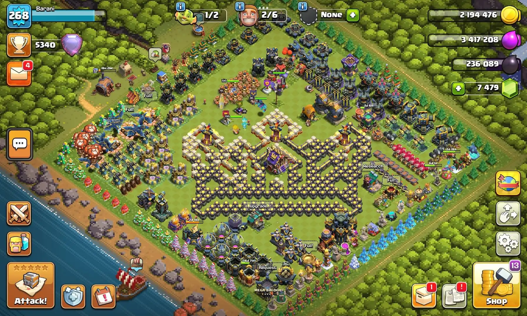 💯 SUPER RARE  💯  TH 17 MAX ALMOST 💯 7,000 GEMS 💯 SUPERCHARGE LEFT 💯 MAXED PROFILE ALMOST 💯 ALL EPIC 20+ ALMOST 💯 INSTANT EMAIL ACCESS 💯 CC23