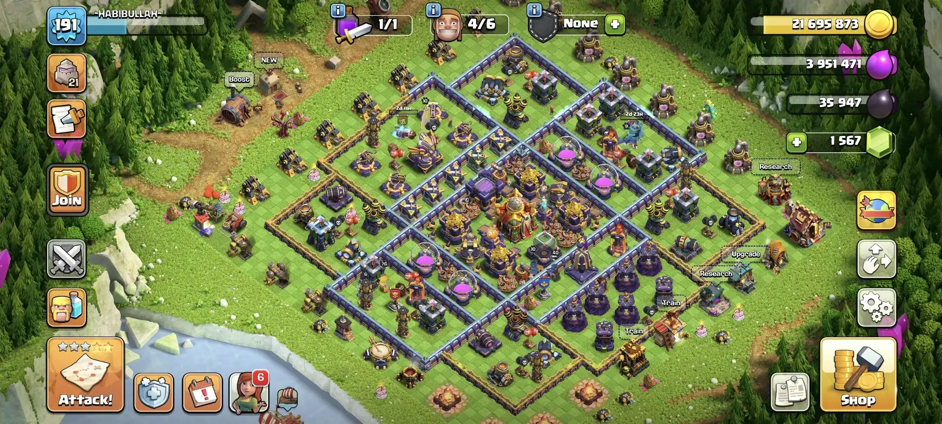 TH16 NEAR MAX ➤MAX TYPE WALL ➤NC YES ➤HEROES: 76|78|60|64|40 ➤LEVEL 191 ➤FB-23|FA-20|MM-20|SB-17|GG|EB|LP ➤FULL ACCESS