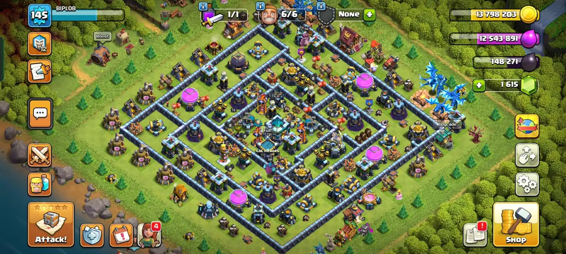 MOST RARE TH 13 FULL MAX ✦EVERY EPIC HIGH LEVEL✦ FREE NC✦6B✦BUILDER APPRENTICE GD LEVEL✦HERO|75|75|50|50|25 ✦ BEAUTIFUL BASE