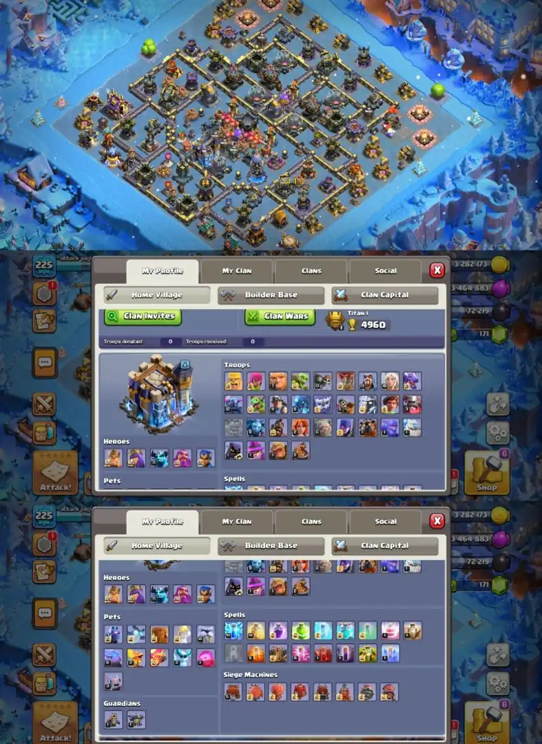 Th 18 Almost Max !! 4 Hero Max -105-105-80-55!!Walls Max!! Good Defence!! Good Epic Equipment !! Near Max Builder Base || Full Access