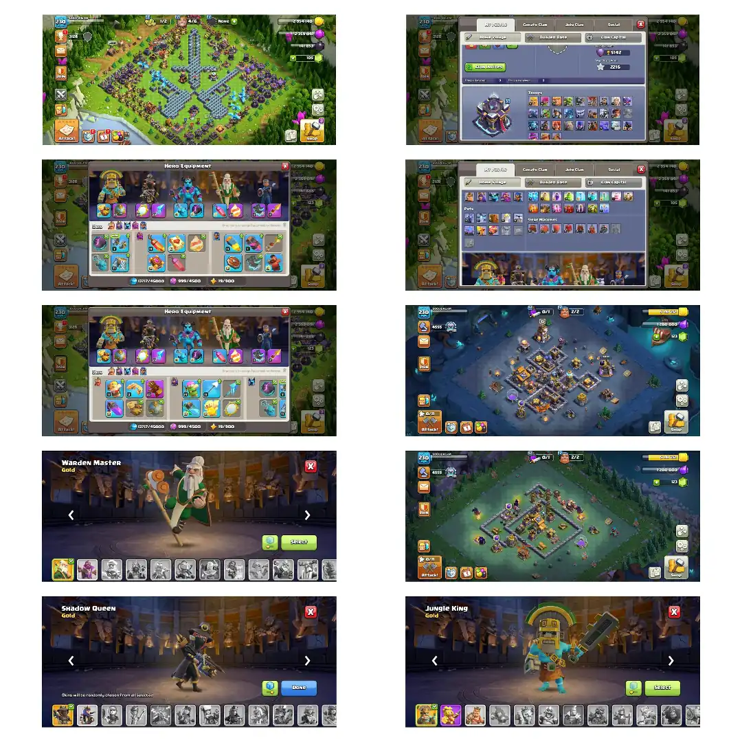 In hand stock➤th 15 full max➤heros 84_85_60_65_36➤100% defence max➤100% wall max➤all epic equipment high level