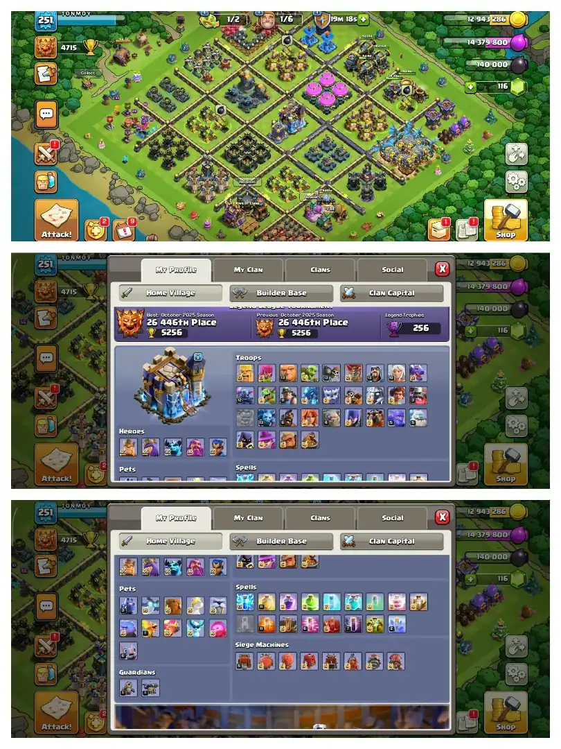 EXP-251➤TH18 5 HEROS MAXED ➤MAXIMUM WALLS MAX ||5 EPICS MAX➤HEROS- 105-105-95-80-55➤13 EPIC EQUIPMENT➤NC -FREE➤LOTS OF SKIN