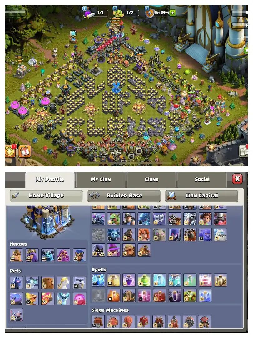 [BEST OFFER] EXP-275 ➤TH18 5 HEROS MAXED ➤125x WALLS MAX || 3 EPICS MAX ➤HEROS- 105-105-95-80-55 ➤11 EPIC EQUIPMENT ➤NC -1500 ➤MADELS -1016
