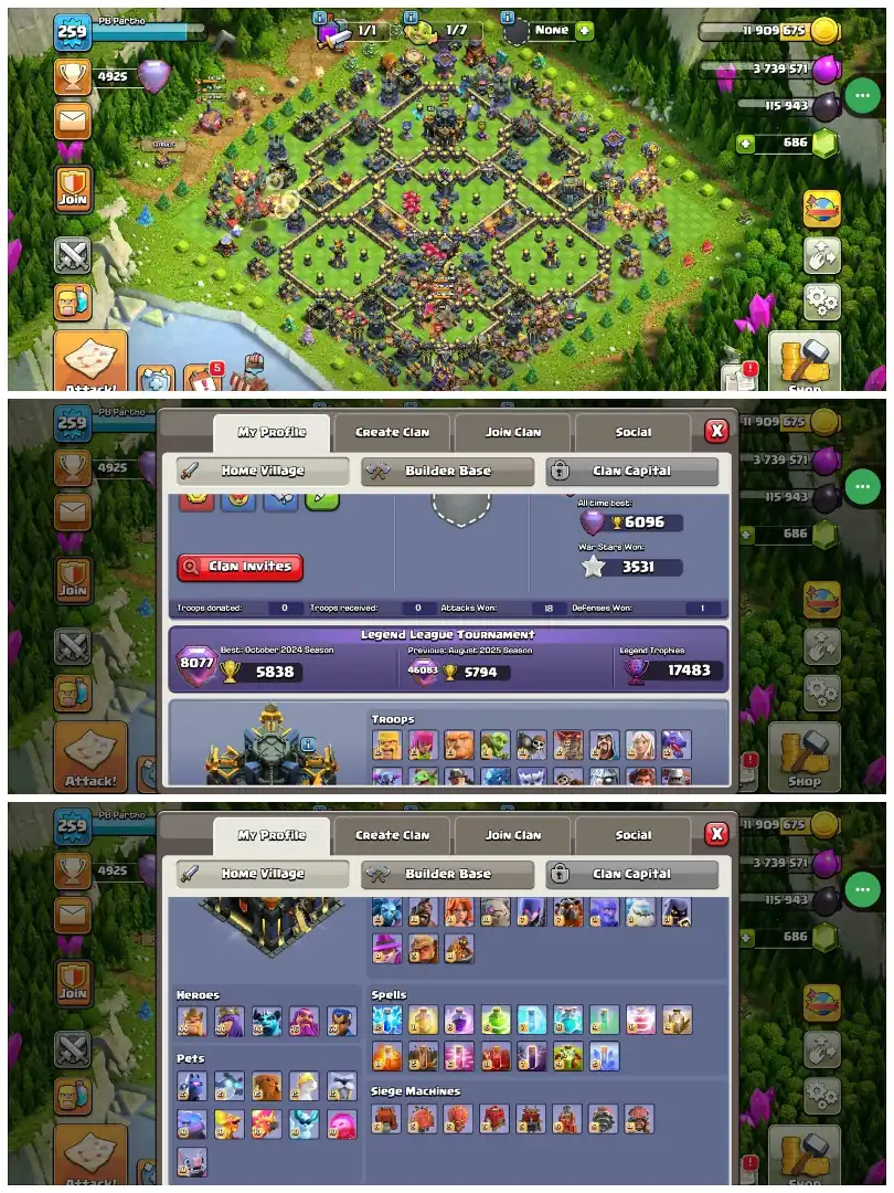 [VERY BEST DEAL] EXP-259 ➤TH17 MAX ➤ 5 HERO | 7 EPIC | BH-10 MAX ➤HEROS- 100-100-90-75-50 ➤12 EPIC EQUIPMENT ➤ MADEL- 381 ➤NC- 500 ➤LOTS OF SKIN