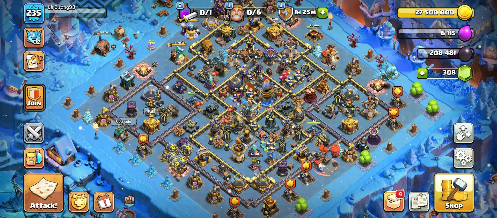 [Wow Deal] TH 18 ►[ Near Max Type]► Heroes-89/100/84/79/52] ►[4x Epic Max] ► Max Type Wall | Paid Scenery | Good Troops] Stronge DFF] ►Full Access