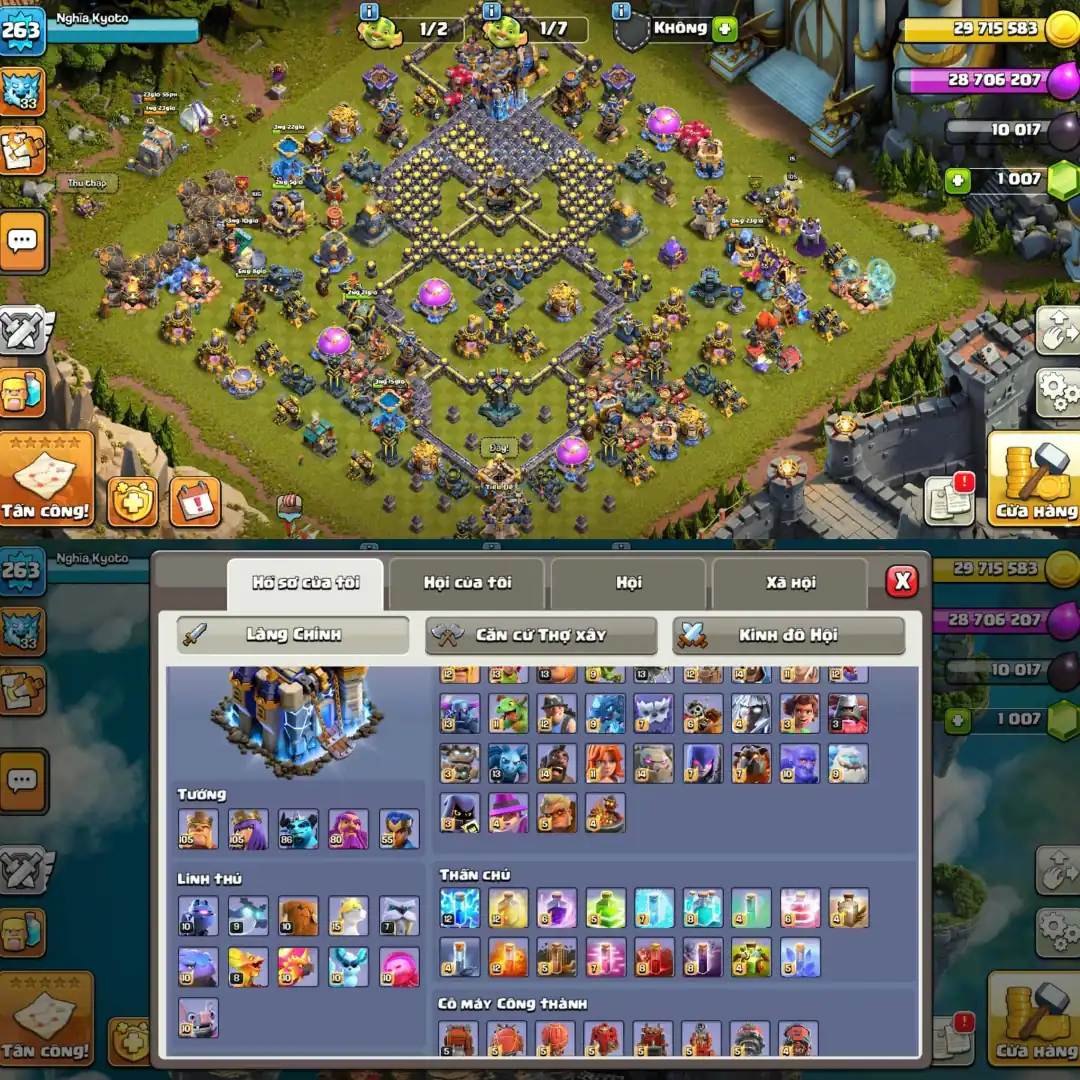 【Premium Th18 Fully Max】✪【Every Wall & Defence Max】✪5 Hero Max➾Profile Max ✪Max Equipment ✪Xp➾263 ✪Builder Base Max ✪Full Ownership ✪