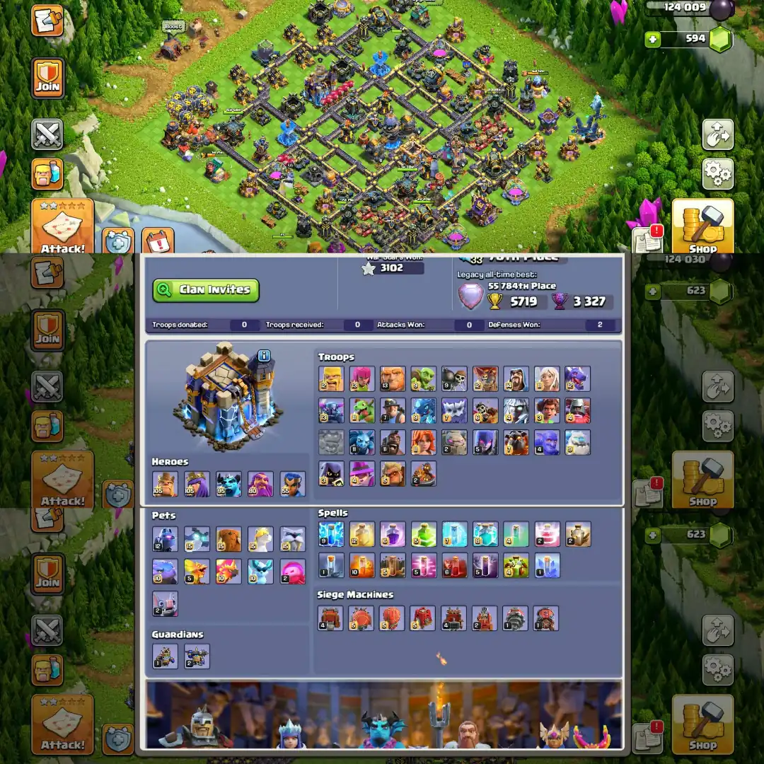 【9 Epic Equipment Max】✦Th18 Fully Max✧【5 Hero Max➾Wall Max】✦Defence Max➾Profile Max✧World Top Account✦Full Ownership ✧Nc Yes