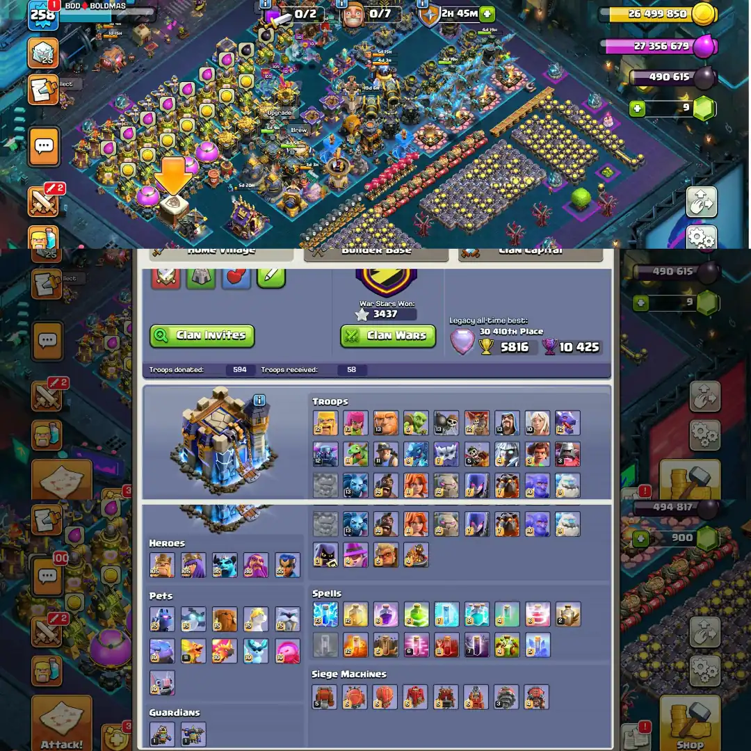 【Th18 Fully Max】➢Everything Almost Max➢【5 Hero 100% max】➢[34➾34 Equipment Max]➢Rare Scenery+Skin➢XP➾258➢Luxury Account➢Full Access➢