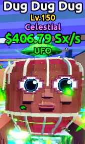 🌊ESCAPE TSUNAMI🌌 [Celestial UFO Dug Dug Dug] Level MAX♨️ Money 406Sx/s💰