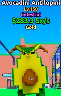 🌊ESCAPE TSUNAMI🌌 [Celestial Gold Avocadini Antilopini] Level MAX♨️ Money 283Sx/s💰