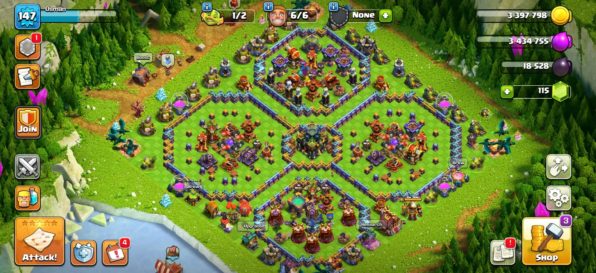 [SUPER CHEAPEST] TH17 NEAR MAX [NC FREE] [EPIC: EB-26/SB-20/FB-20] MAX TYPE DEFIANCE | PURPLE WALL | HEROES: 51-51-16-34-26 | 6 BUILDER | FULL ACCESS