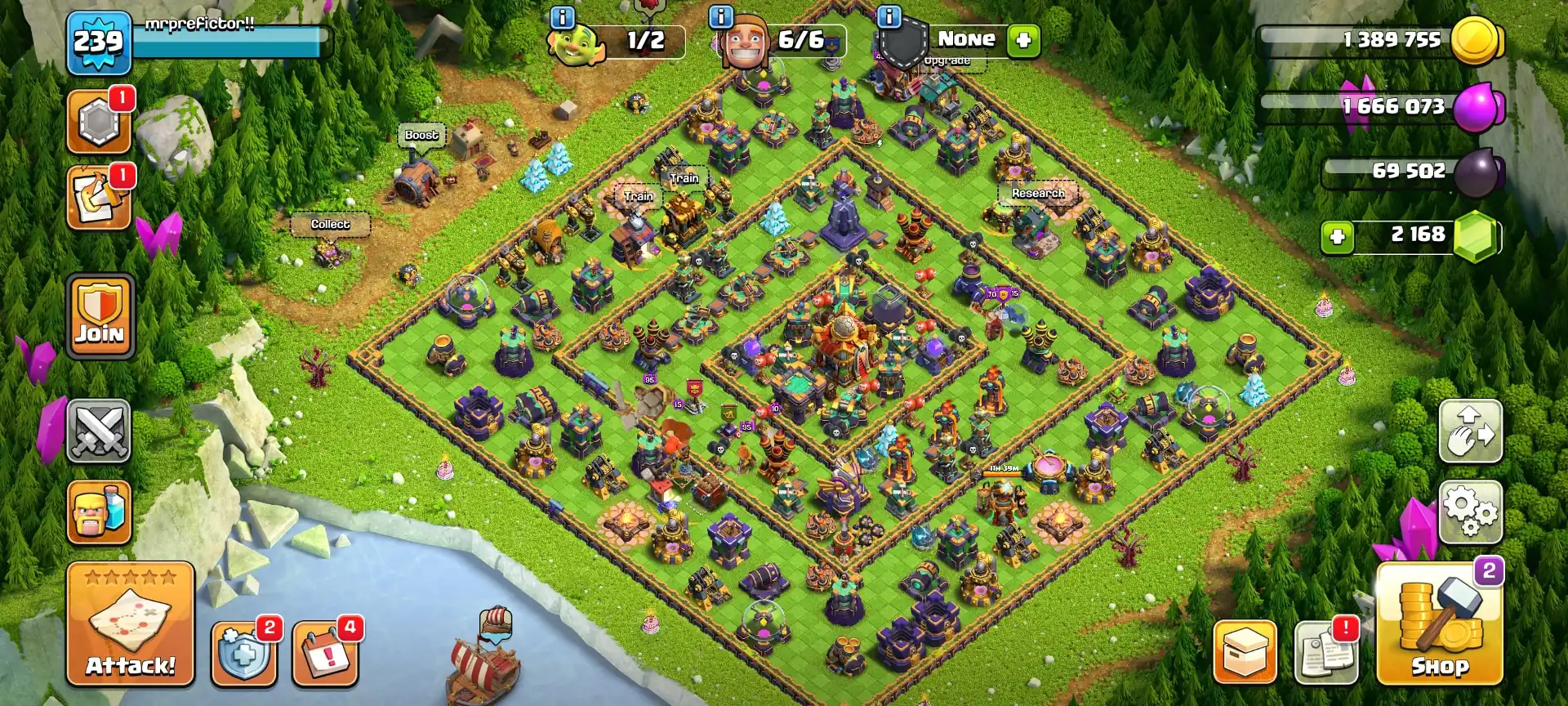 [1680 CWL MEDALS] ➤TH16 NEAR MAX ➤3105 HIGH WS ➤HEROES: 81-82-53-55-31 ➤NC YES ➤XP-239 ➤2.1K GEMS | GOLDEN WALL ➤FULL ACCESS ➤OP PROFILE