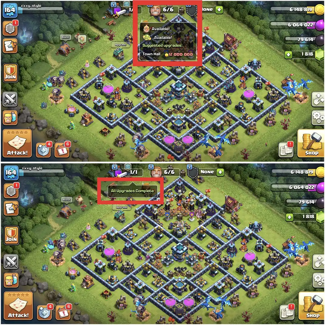 200% MAX [NOTHING LEFT] TH13 FULL MAX ➤ALL EPIC HIGH ➤HEROES: 75-75-50-50-25 ➤NC YES ➤860+WS ➤6B ➤XP-165 | TO BUYER MAIL