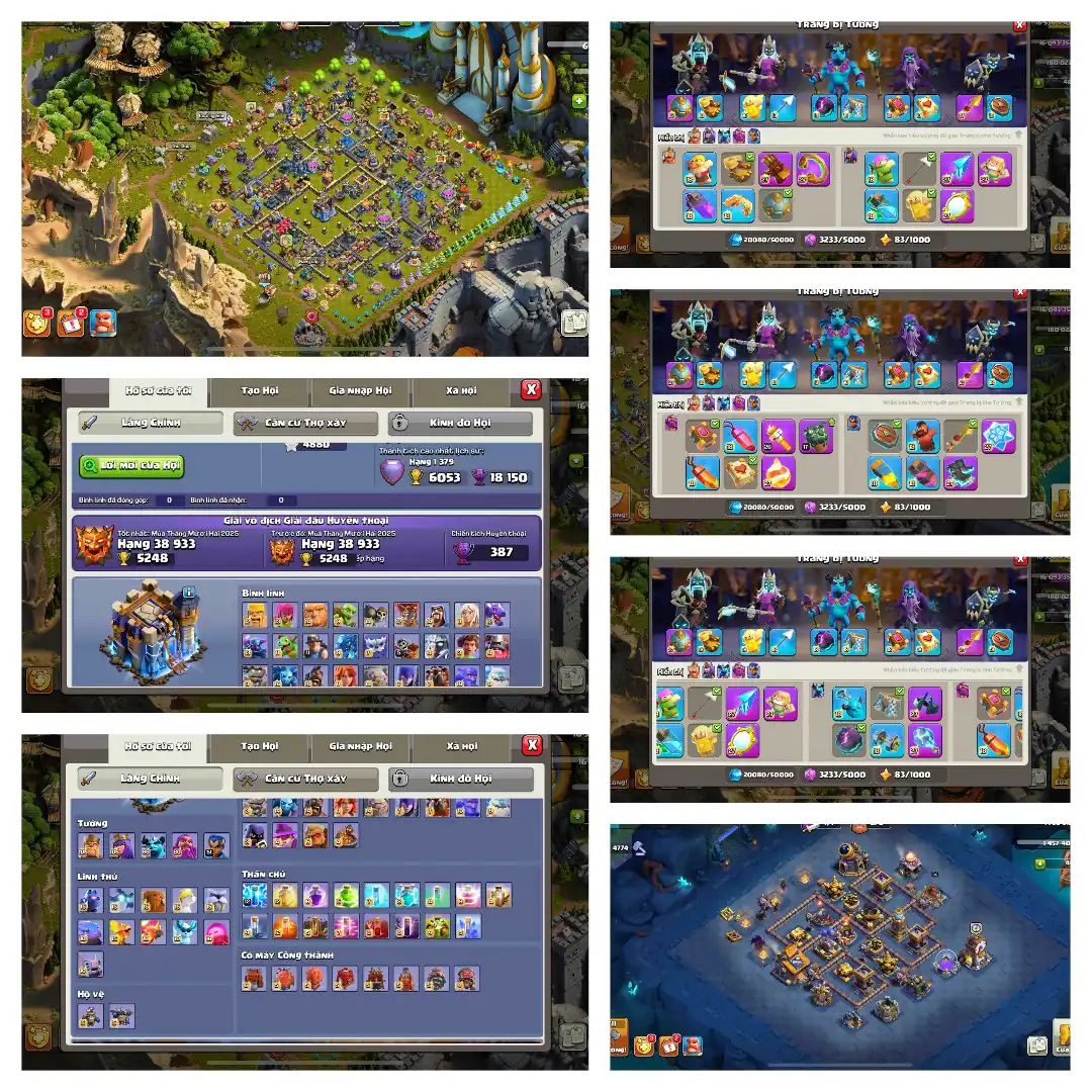 Th 18 Max Everything ⧉ 34/33 Equipment Max ⧉ Max Out Troops ⧉ Heros-105-105-95-80 ⧉ 100% Night WOrld Max | Full Access