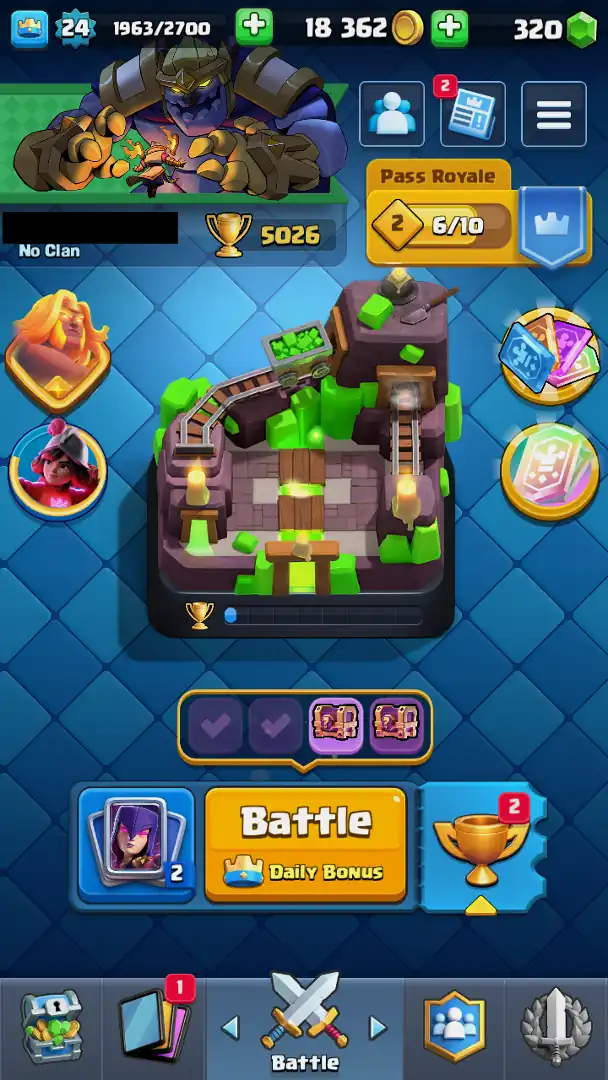 ACC LEVEL 24 | KT LEVEL 9 | ARENA 15 | Trophies 5026 | 85 Cards | 10 Emotes | Free Name Change | 1 Evolution | (Hero Obtainable)