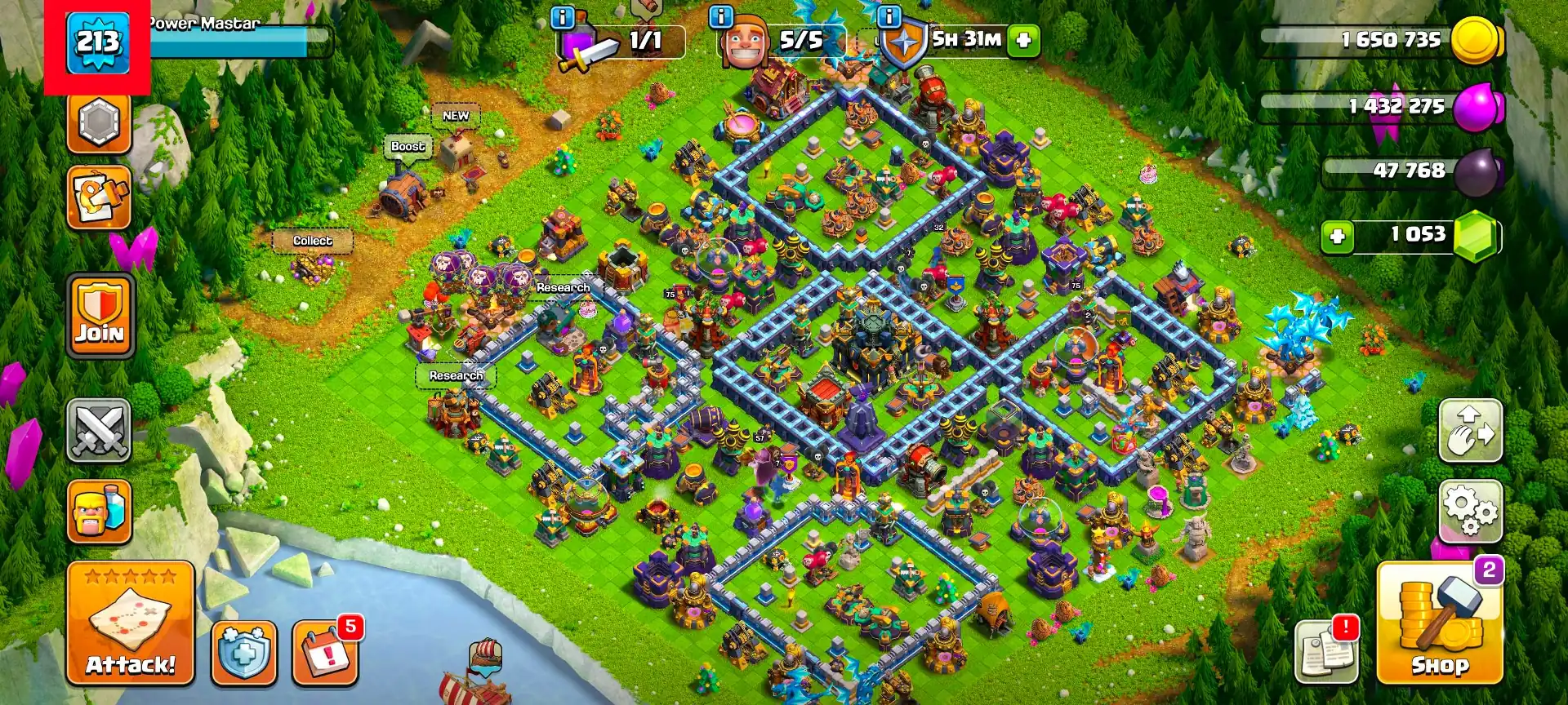 [Very Best Deal] [XP-213] Th17 Best Donation | 2616 High Ws | High Heroes: 75-75-62-57-32 | Nc Yes | Gd Troops | 6x Pets | Full Access | High Dfc