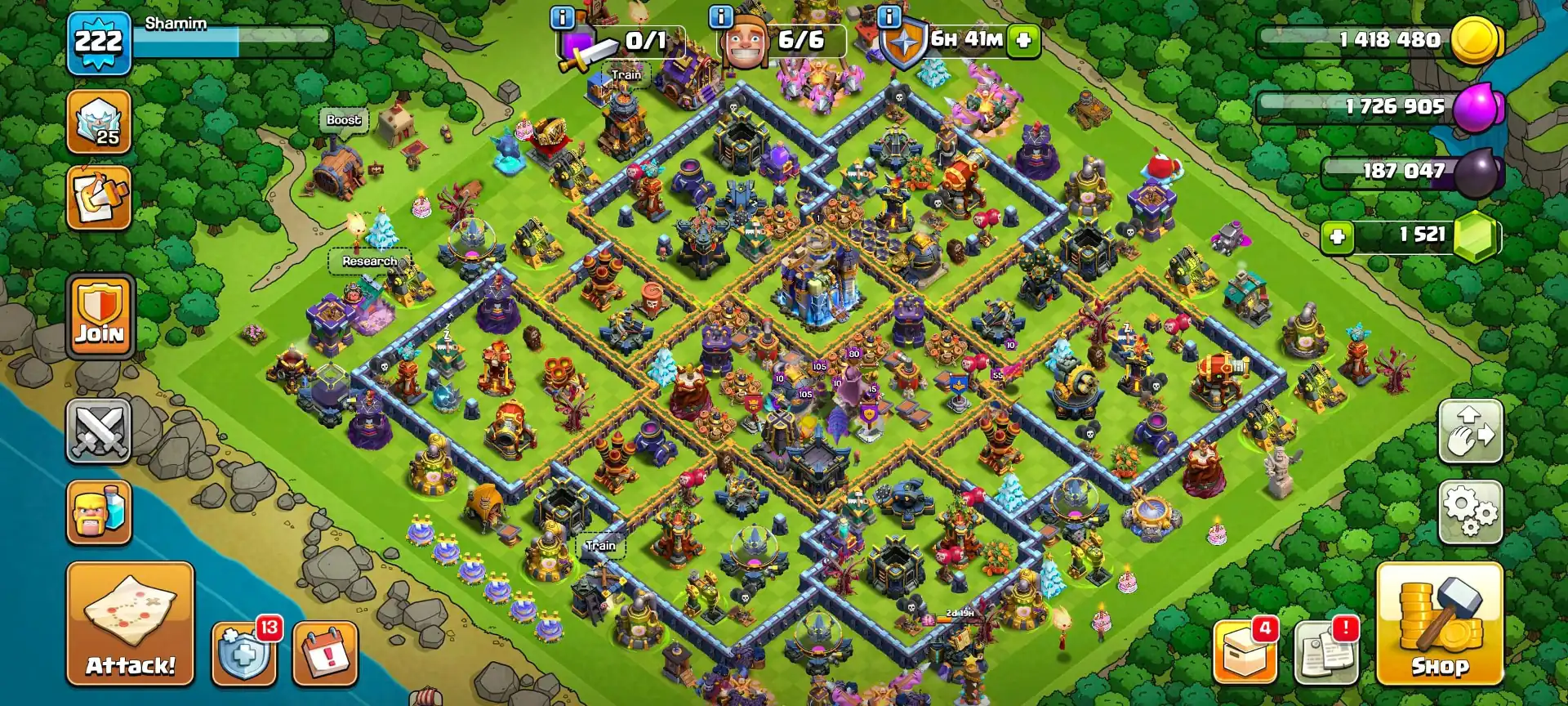 [Nc Free] [Very Best Deal] Th18 Near Max | 3× Epic Max+3× 26 Lvl | Heroes: 96-89-72-75-50 | Xp-222 | B.B Max | Max Type Troops | Full Access