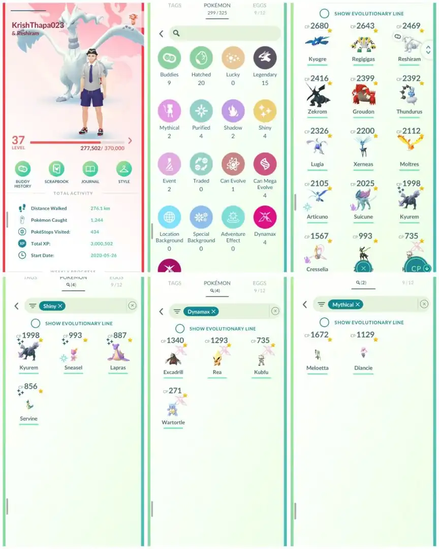 R125 | Level37 | 15 Legendary | 4 Shiny | Shiny Kyurem | Shiny Lapras | Groudon | Kyogre | Lugia | Reshiram | Articuno | Moltress | Mini Account