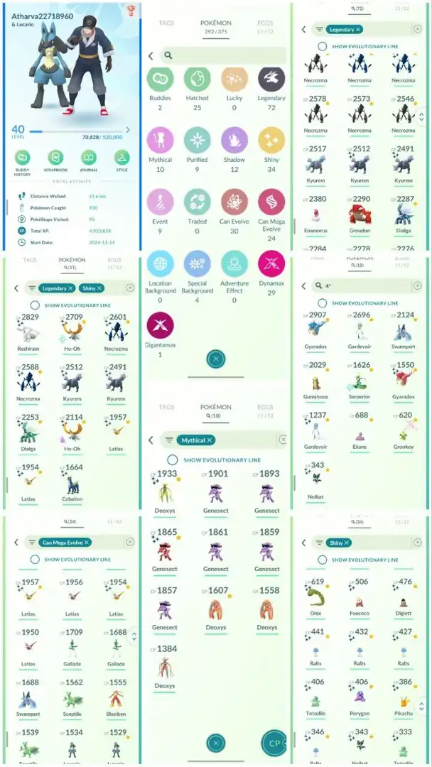 R117 | Level40 | 72 Legendary | 34 Shiny | 11 Shiny Legend | 2 Shiny Ho-oh | 2 Shiny Kyurem | 2 Shiny Necrozma | Shiny Deoxys |