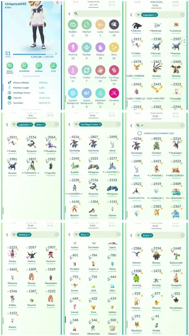 R108 | Level51 | 43 Legendary | 64 Shiny | Zapdos | Shiny Mega Rayquaza | 6 Shiny Legend | Shiny Yveltal | Shiny Gensect | 7 Costume Shiny |