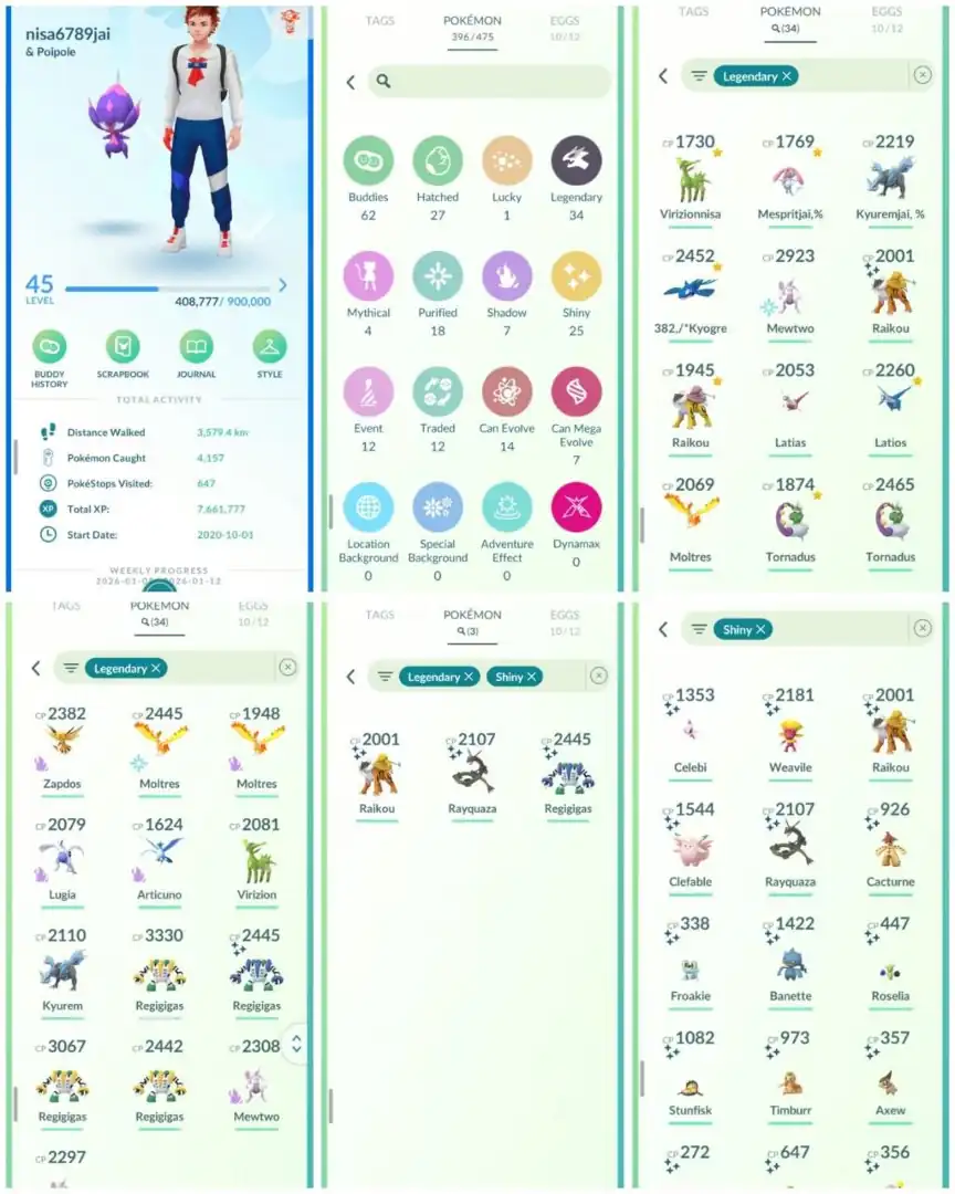 R82 | Level45 | 34 Legendary | 25 Shiny | 3 Shiny Legend | Shiny Rayquaza | Shiny Raikou | Shadow Mewtwo | Kyurem | Shadow Lugia | Articuno |