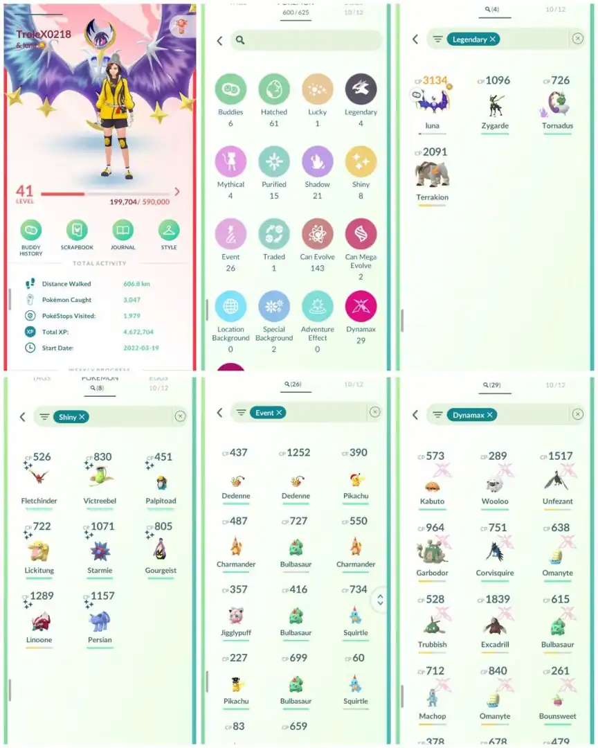 R77 | Level41 | 4 Legendary | 8 Shiny | Lunana | 29 Dmax | 26 Costume Pokemons | Starter Account