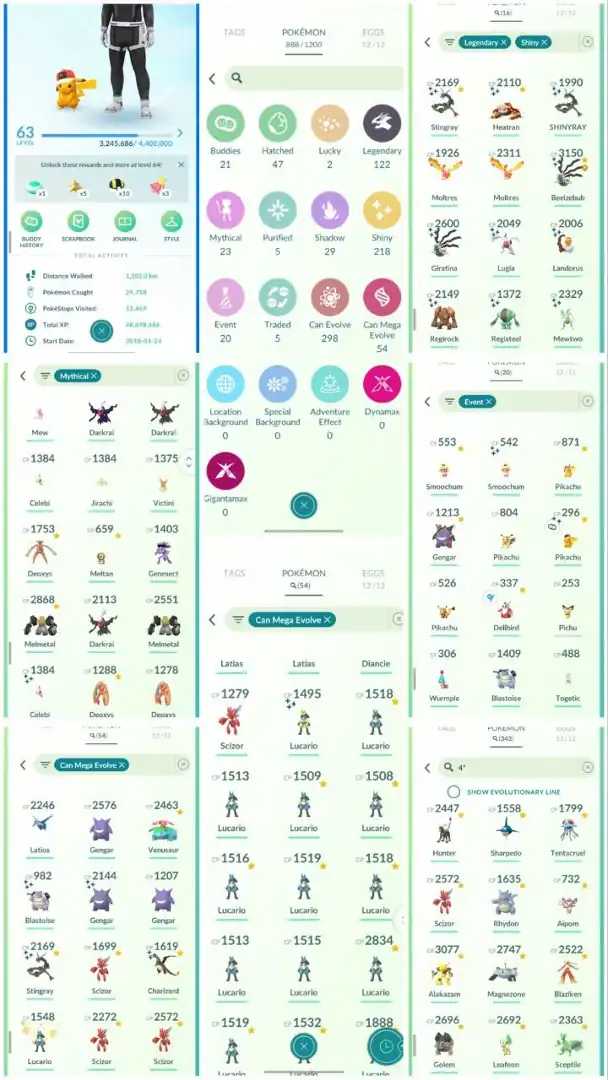 R69 | Level63 | 122 Legendary | 218 Shiny | 16 Shiny Legend | Shiny Mewtwo | 3 Shiny Rayquaza | Shiny Mega Lucario | Shiny Celebi | 343 Hundo |