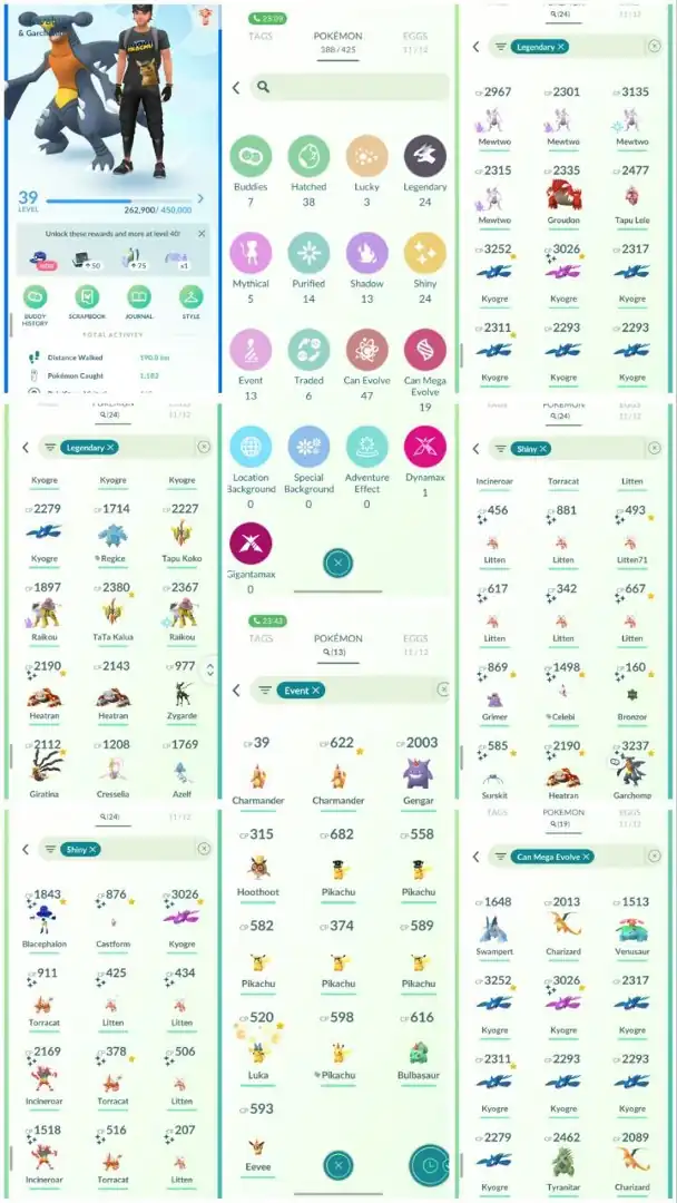 R66 | Level39 | 24 Legendary | 24 Shiny | Shiny Ultrabeast | Shiny Mega Kyogre | Shiny Heatran | 3 Shadow Mewtwo | Lucario Hat Pikachu |
