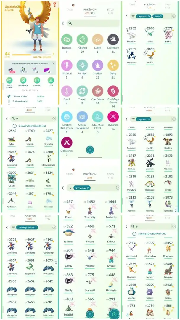 R58 | Level44 | 81 Legendary | 21 Shiny | 5 Shiny Legend | Shiny Necrozma | Shiny Reshiram | Shiny Latios | Shiny Ho-oh | Mega Rayquaza |