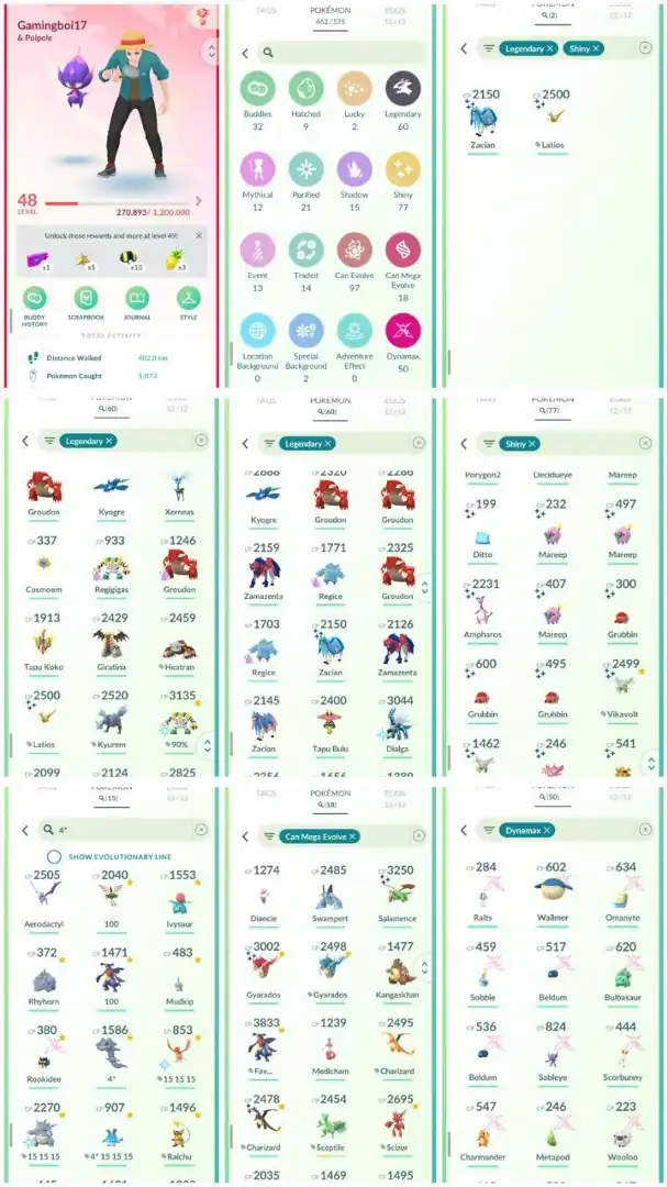 R52 | Level48 | 60 Legendary | 77 Shiny | 2 Shiny Legend | Shiny Zacian | Groudon | Zamazenta | Kyurem | Kyogre | Giratina | 15 Hundo | 50 Dmax |