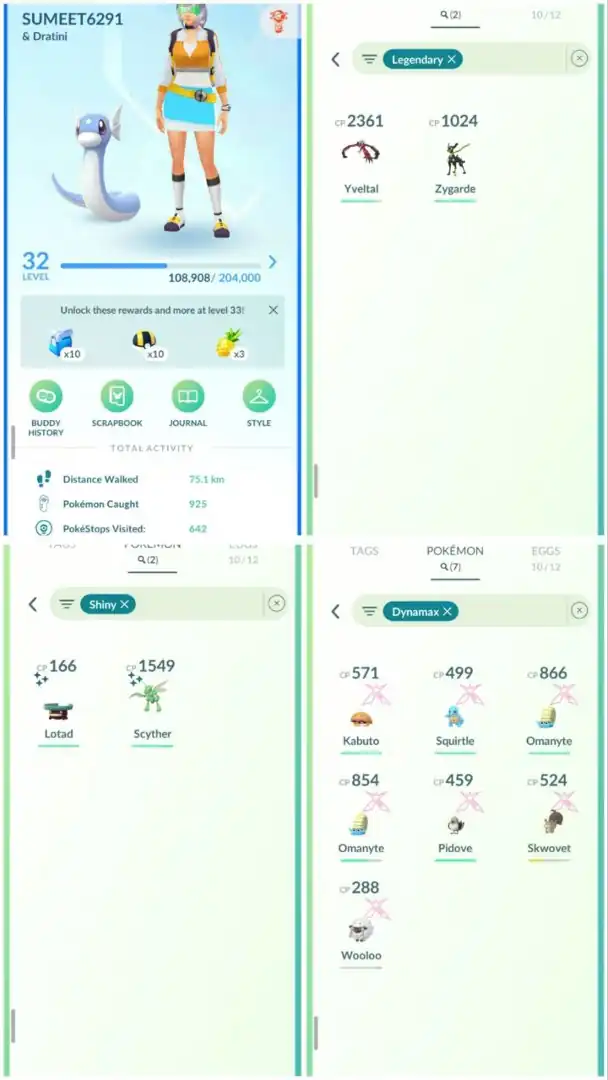 R51 Level32 | 2 Legendary | 2 Shiny | 7 Dmax | Starter Account