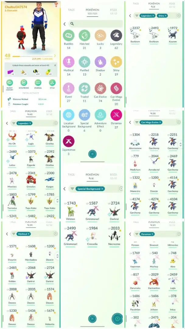 R50 | Level48 | 62 Legendary | 19 Shiny | 3 Shiny Legend | 2 Shiny Reshiram | Shiny Kyurem | Mewtwo | Groudon | Giratina | Lugia | Kyogre |
