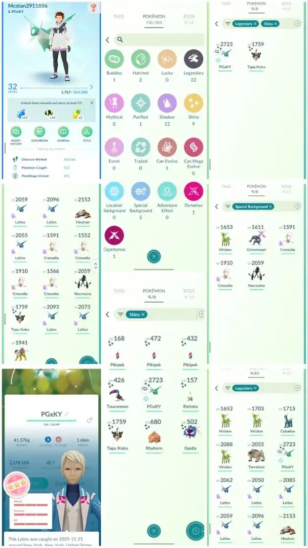 R38 | Level32 | 22 Legendary | 9 Shiny | 2 Shiny Legend | Shundo Latios | Special Background Necrozma | Raikou  | Rare Account