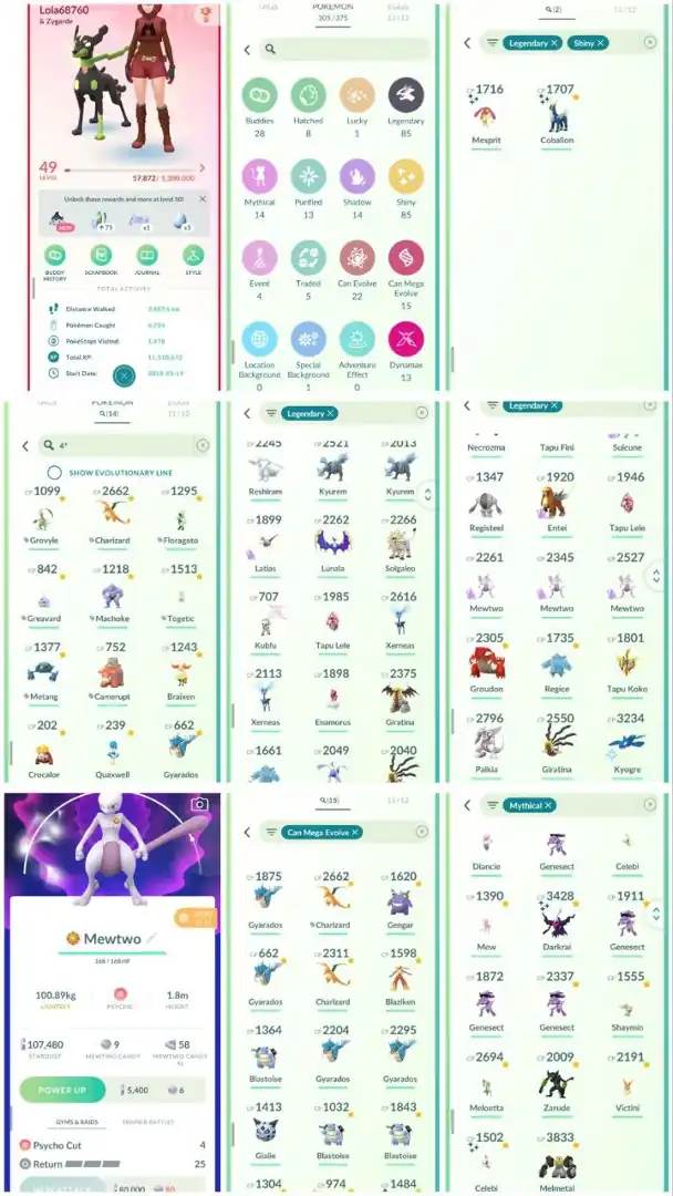 R35 | Level49 | 85 Legendary | 85 Shiny | 2 Shiny Legend | 3 Shadow Mewtwo | Solgaleo | Lunana | Shiny Darkrai | Shiny Celebi | 14 Hundo | Kyurem |