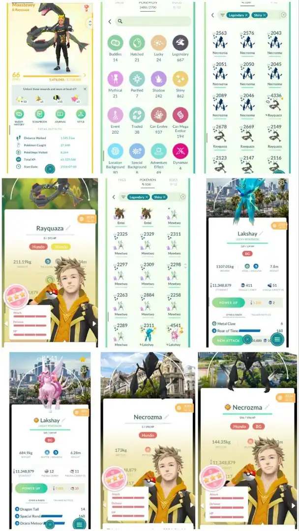 R31 | Level66 | 667 Legendary | 862 Shiny | 126 Shiny Legned | 80 Location Background | 2 Hundo Location Bg Necrozma |