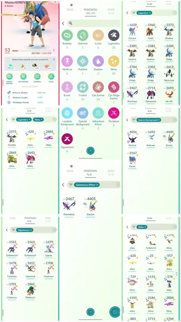 DA4 | Level53 | 35 Legendary | 40 Shiny | 5 Shiny Legend | Shiny Kyogre | Shiny Groudon | Shiny Zamazenta | Shiny Giratina |