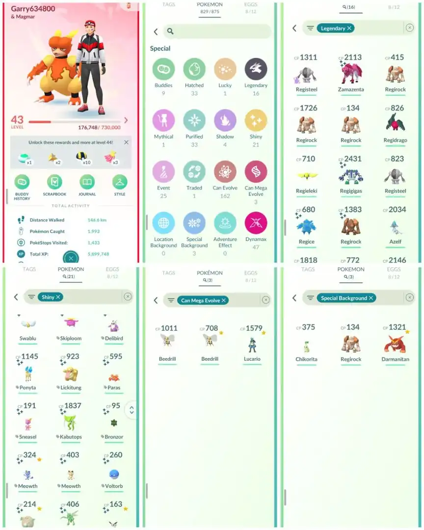 DA2 | Level43 | 16 Legendary | 21 Shiny | 4 Shiny Legend | Shiny Zamazenta | Mega Lucario | Rare Shines | Stacked Account