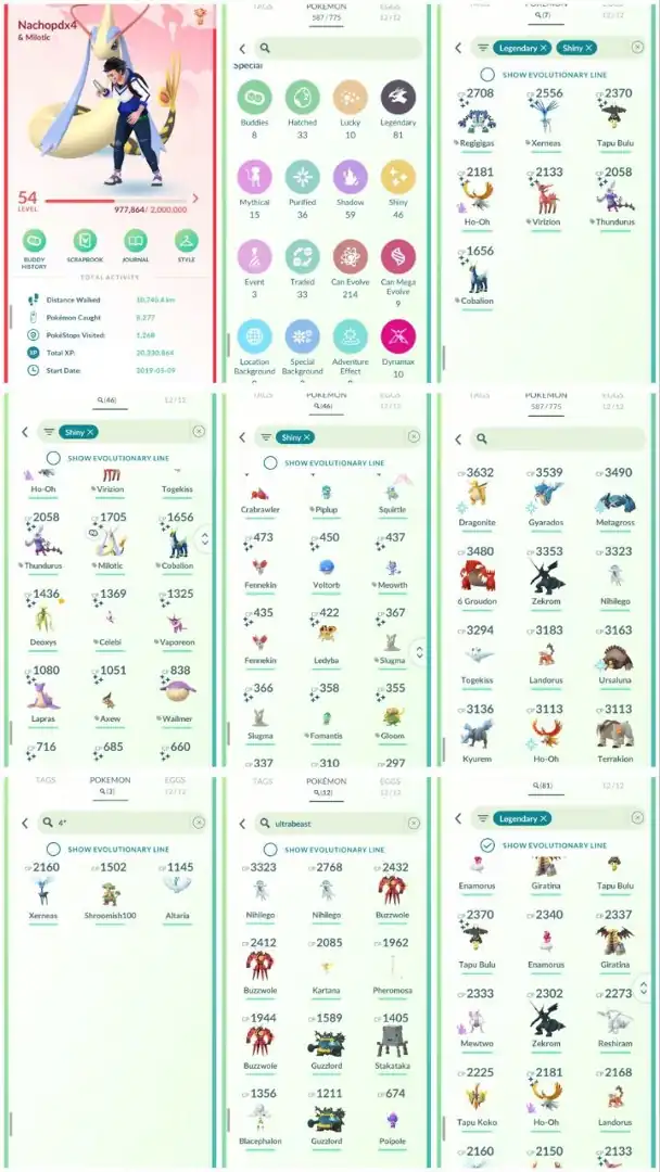 R142 | Level54 | 81 Legendary | 46 Shiny | 7 Shiny Legend | 1 Hundo Legend | 12 Ultrabeast | Shiny Celebi | Shadow Mewtwo | Shiny Dmax |