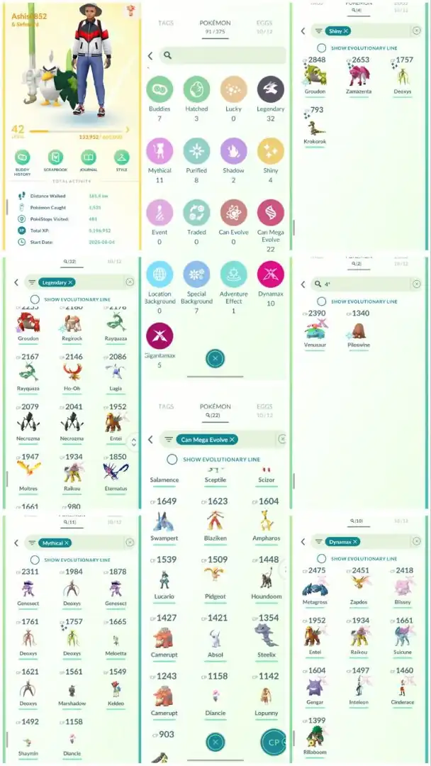 VJ6 | Level42 | 32 Legendary | 4 Shiny | Shiny Groudon | Shiny Zamazenta | Hundo Gmax Venusaur | Eternatus | Rayquaza | Shiny Deoxys |