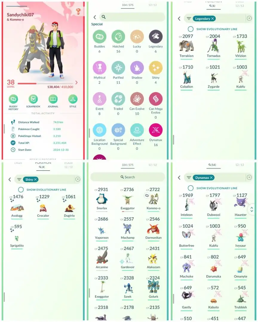 VJ9 | Level38 | 6 Legendary | 4 Shiny | 16 Dmax | 8 Costume Pokemons | Mini Account