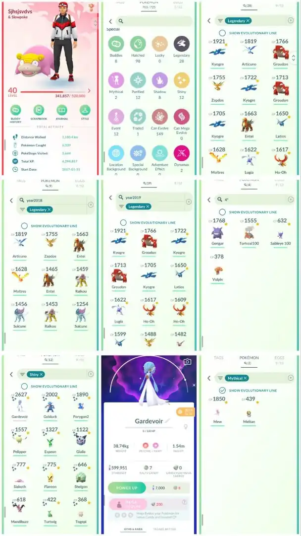 VJ13 | Level40 | 28 Legendary | 12 Shiny | 2019 Shiny Gardevoir | 599K Dust | Hundo Gengar | Mew | 19 Year2019 Legendary | 2017 Account |