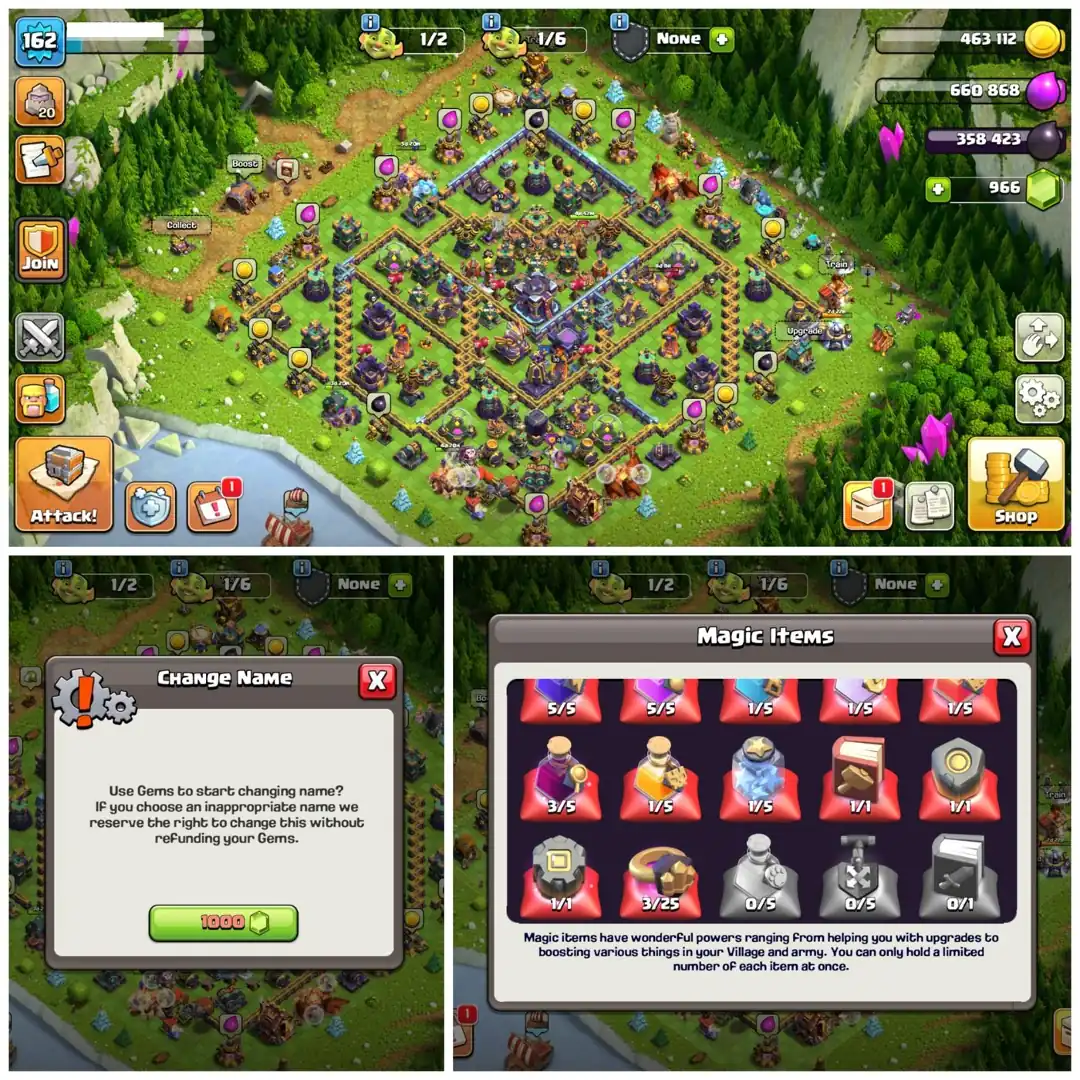 TH15 Near Max Account | 7 Epic Equipments : 200+ Starry Ores | Heroes: BK74 : AQ81 : MP51 : GW48 : RC30 | Loaded Magic Items | Android/iOS
