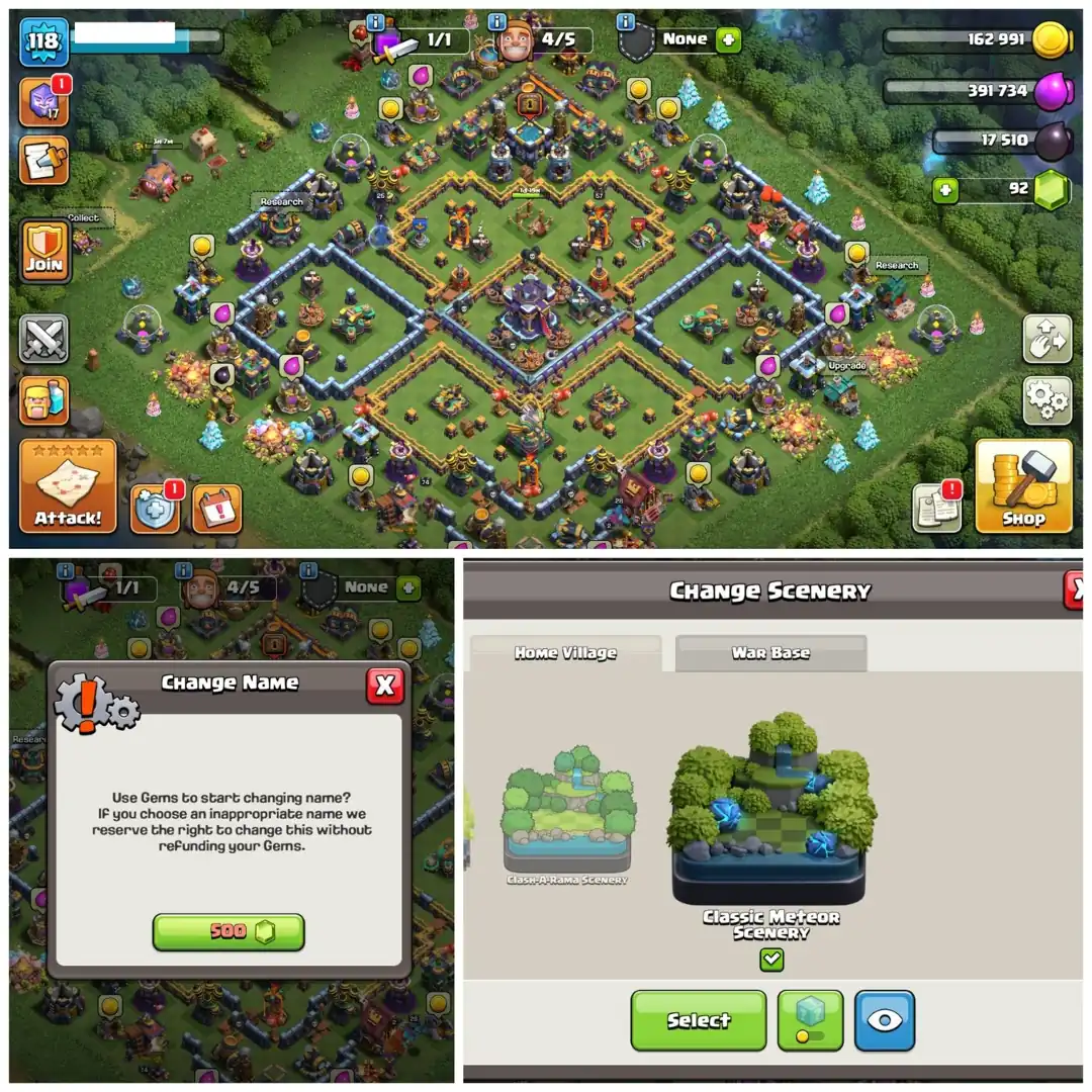 TH15 Max Type : Meteor Scenary | 6 Epic Equipments | Heroes: BK57 : AQ74 : MP28 : GW38 : RC25 | Awesome Laboratory | Android/iOS