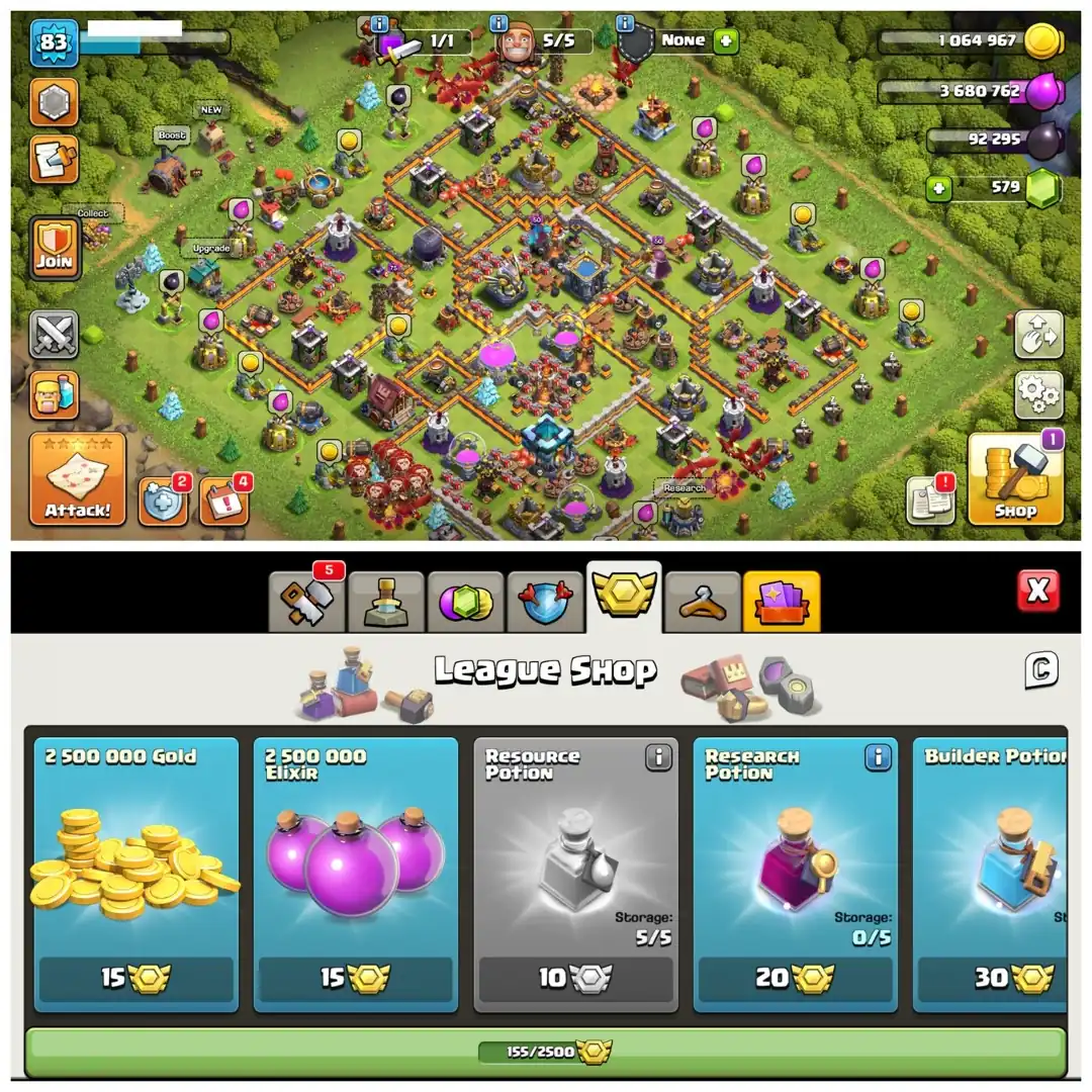 TH13 Semi Max | Heroes: BK27 : AQ27 : MP17 : GW19 | 155 CWL Medals , Name Changeable & Stacked Magic Items | Android/iOS