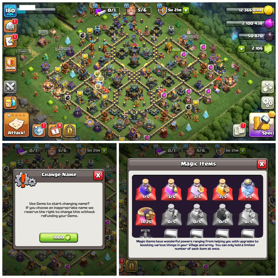 TH17 Almost Max 🔥 8 Epic Equipments 🔥 2 Epics Max 🔥 BK88 AQ95 MP54 GW73 RC49 🔥 600+ CWL Medals 🔥 Name Changeable 🔥 Instant Delivery