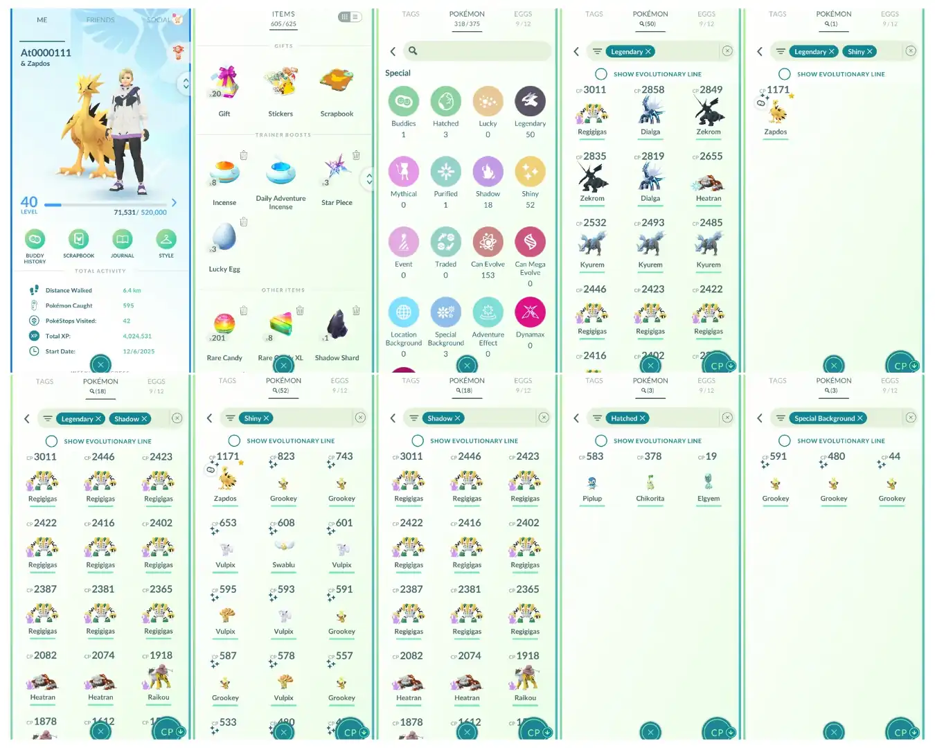 Level 40 | 50 Legendary : 52 Shiny | Shiny Legendary Galarian Zapdos : Rare | 18 Shadow Legendary : High CP Pokemons | All Tradable