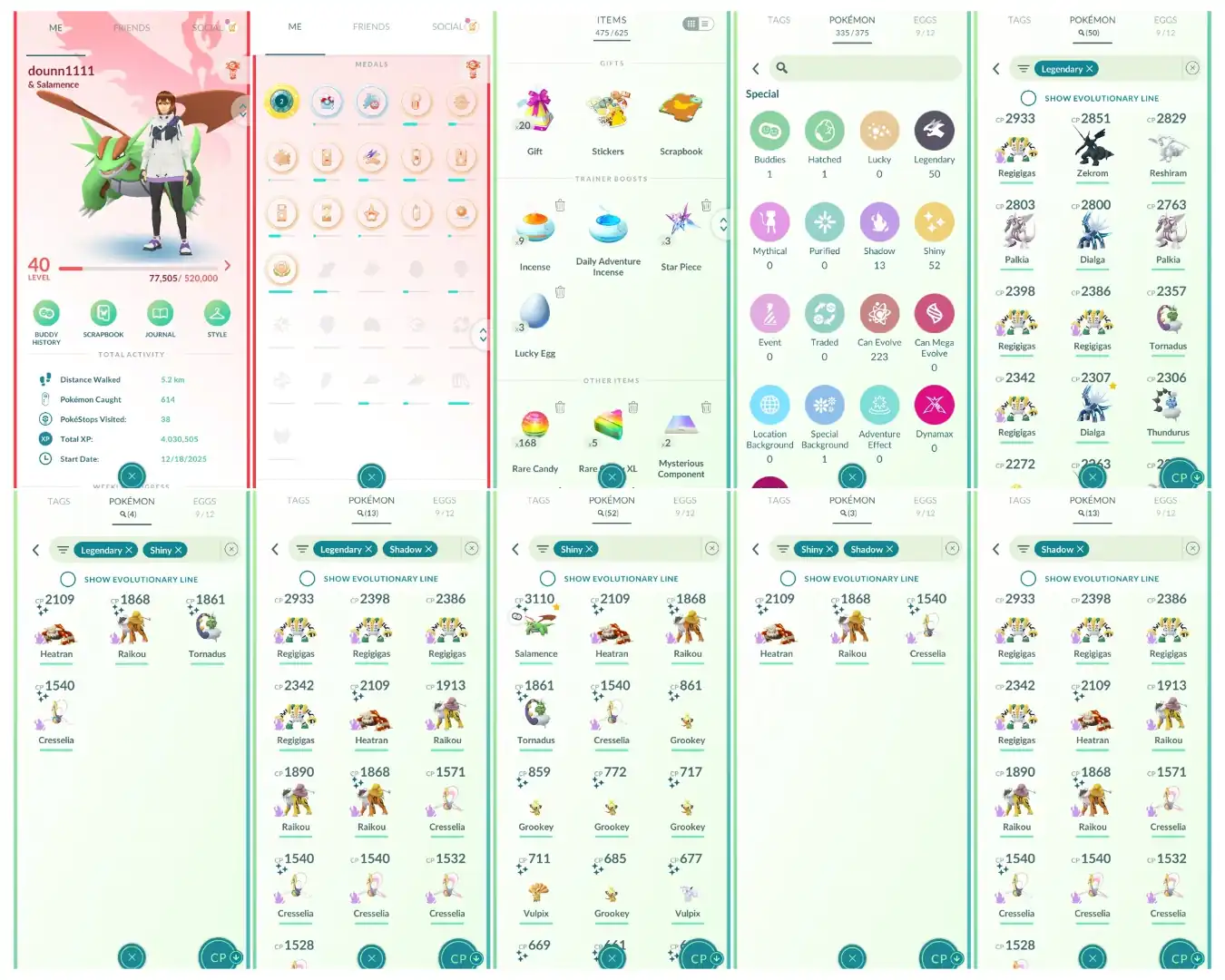 Level 40 | 50 Legendary : 52 Shiny | 4 Shiny Legendary : 3 Shiny Shadow | 13 Shadow Legendary : Perfect iV100 Dialga | All Tradable